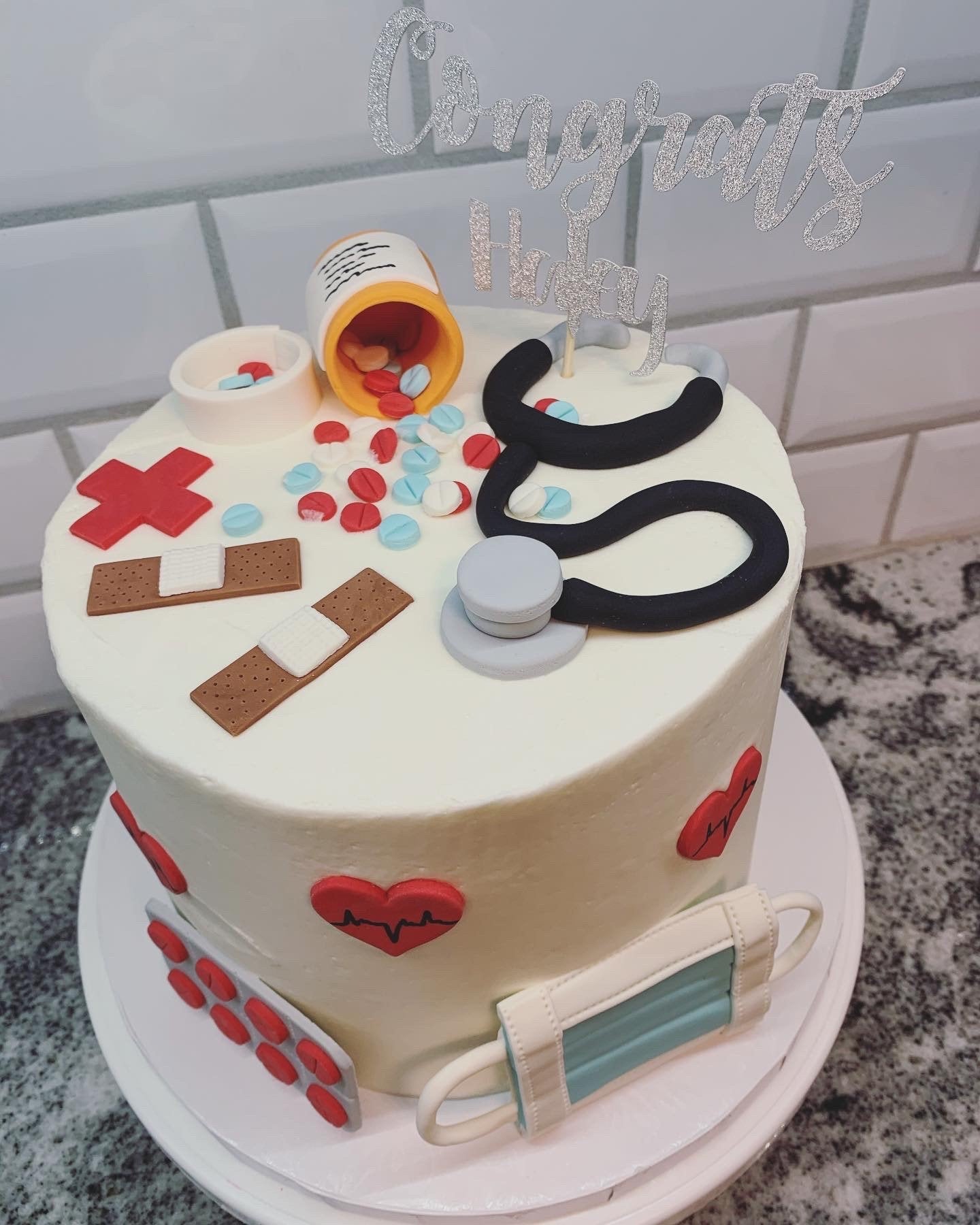 Silver and Red Glitter Congrats Doctor Cake Topper, UAE | Ubuy