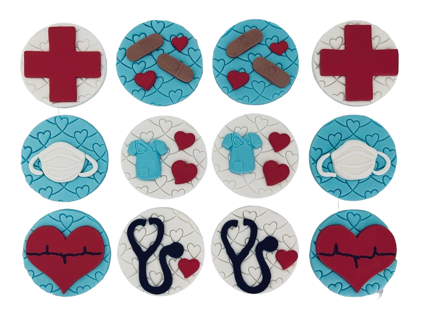 Medical, Nurse, Doctor - Cupcake Toppers, white, blue, red