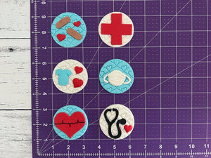 Medical, Nurse, Doctor - Cupcake Toppers, white, blue, red