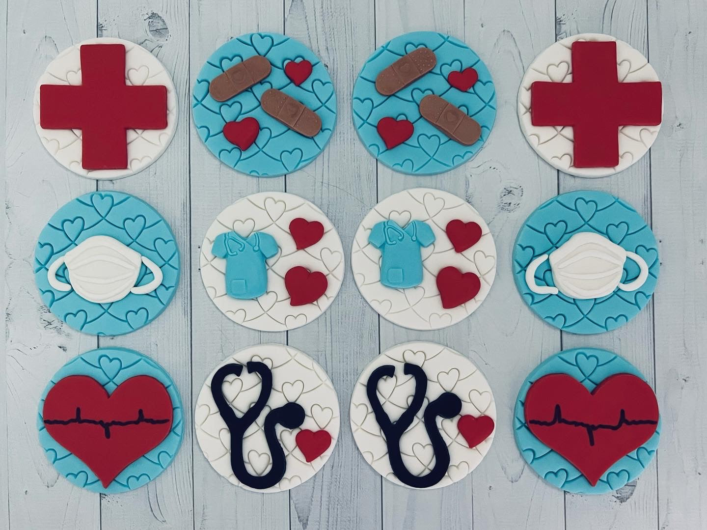 Medical, Nurse, Doctor - Cupcake Toppers, white, blue, red