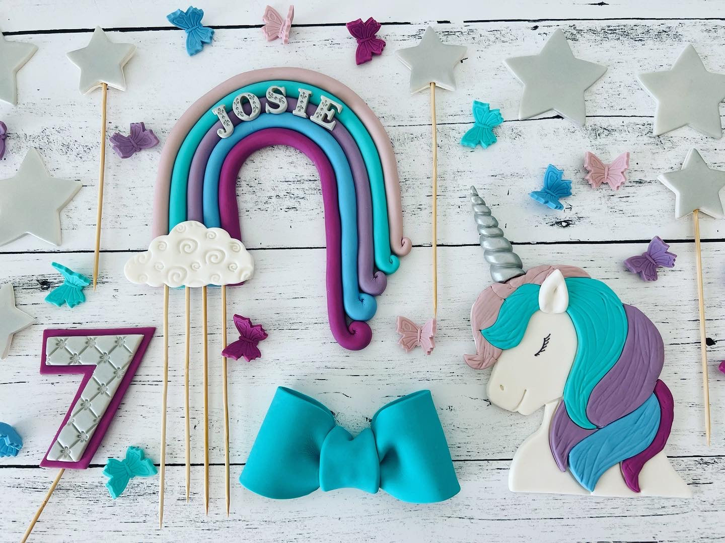 Unicorn Rainbow Cake Toppers