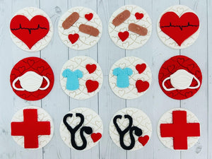 Medical, Nurse, Doctor - Cupcake Toppers, white, red