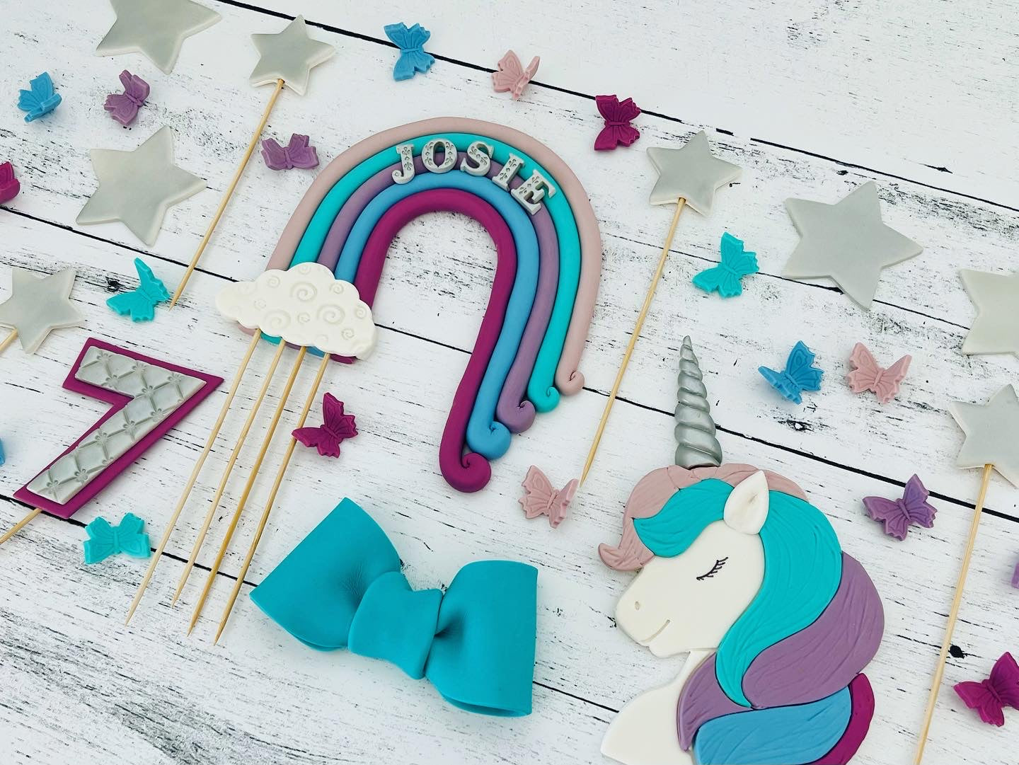 Unicorn Rainbow Cake Toppers